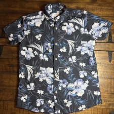 Cotton Co Boys Youth Button Down Hawaiian Surfboard Shirt Size 14