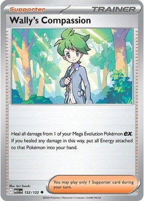 Wally's Compassion 132/132 Reverse Holo Uncommon Pokemon ME01: Mega Evolution NM