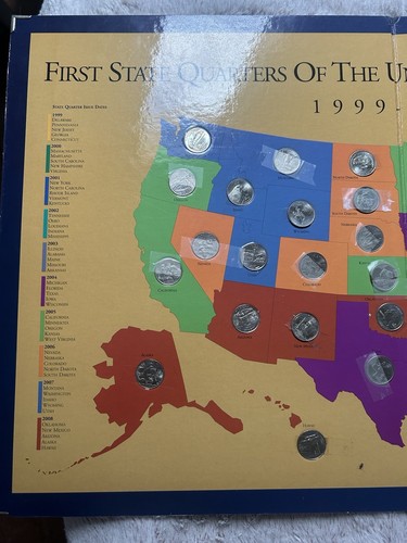 First State Quarters Of The United States Collectors Map 1999-2008 Complete Set - Picture 3 of 5