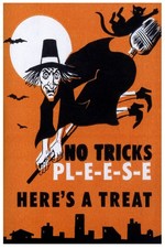 Vintage Halloween Magic   Witch Poster - 1960s Midcentury - 24x36  - 200gsm