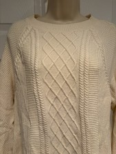 Vineyard Vines Cableknit women  s Cream Sweater coastal preppy cozy Sz Medium