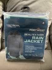 Portwest Sealtex Classic Rain Jacket S450 Navy, Size XL,Pack Away Hood,Cheap