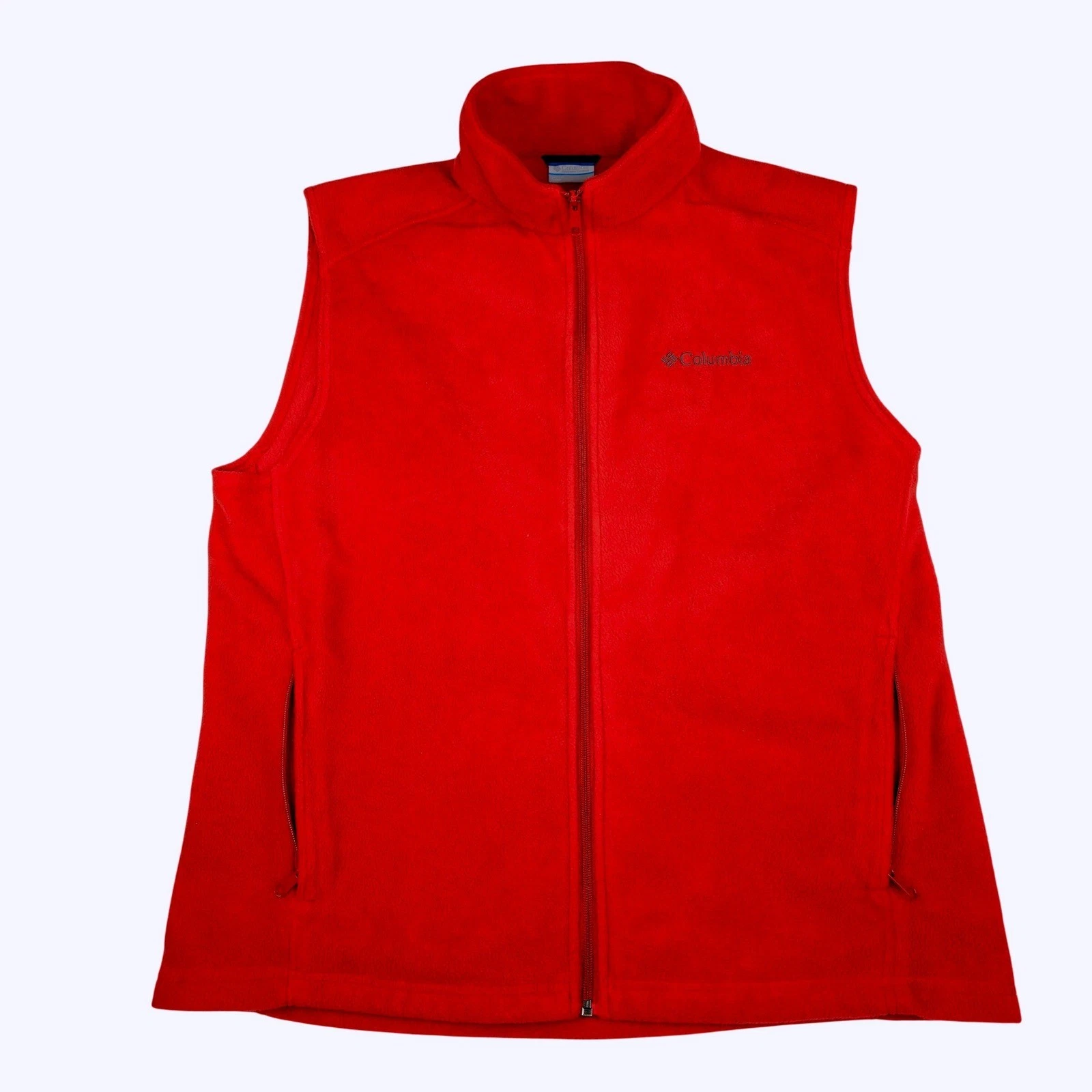 Columbia Mens Fleece Full Zip Vest Red Large Sleeveless Jacket Gorpcore Hiking