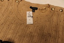 Talbots XL Sweater Dress Beige Tan Cable Knit Long Sleeve NWT