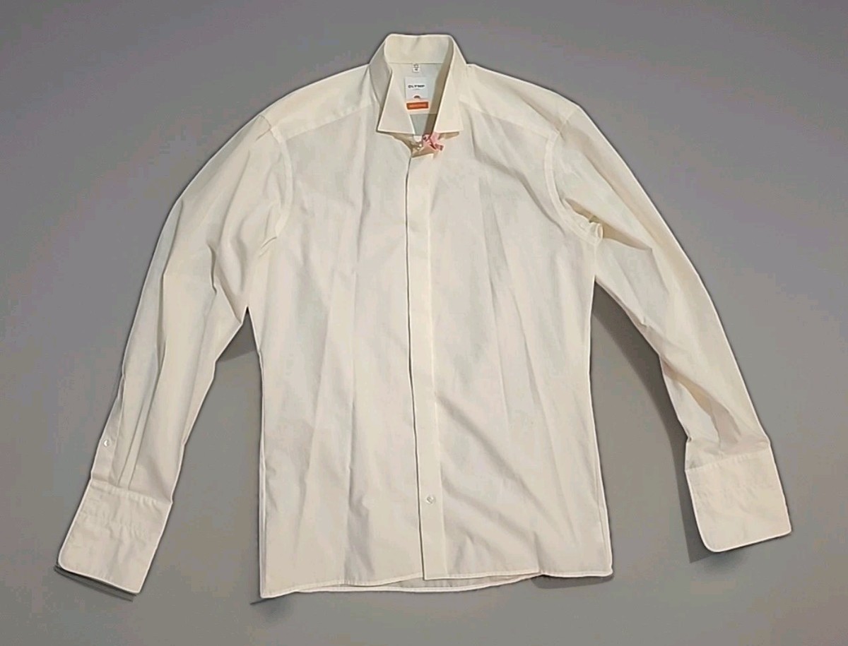 Olymp Luxor Slim Fit Wing Collar 15 3/4 | 40 French Cuff Cotton Dress Shirt  Ivor