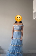 3 piece set lengha choli for women Light Blue