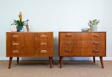 Pair of Refinished Vintage Mid Century G-Plan Teak Bedside Chest of Drawers