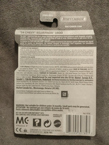 2016 MATCHBOX 2014 CHEVY SILVERADO 1500 Pickup Truck Silver MBX Construction - Picture 5 of 5