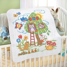 Baby by Herrschners  Tree House Baby Quilt Stamped Cross-Stitch