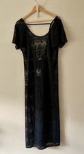 Sosandar Crochet Black Lace Stretch Maxi Beach Dress Size UK 14 New With Tags