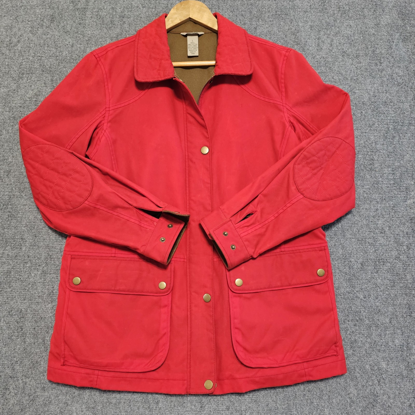Duluth Trading Co British Millerain Waxed Canvas Jacket Womens Large Red RARE image 3
