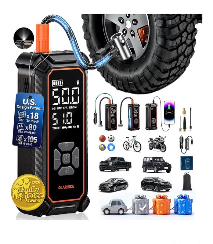 OlarHike Tire Inflator Portable Air Compressor, Lightning-Fast Inflation, Dual