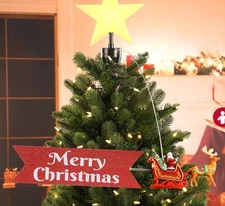 Mr Christmas Santa MERRY CHRISTMAS Animated Sleigh Christmas Tree Topper NIB