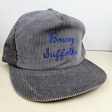 Vintage USA MADE Corduroy Bowey Suffolks Sheep Farm Trucker Hat Snapback Cap