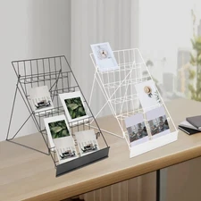 6-Tier Wire Countertop Rack Metal Freestanding Magazine Display Rack White/Black