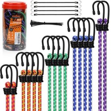 21 - Piece Bungee Cord Set with Hooks & Straps, 10”/18”/24”/30”/36”/48” Heavy...