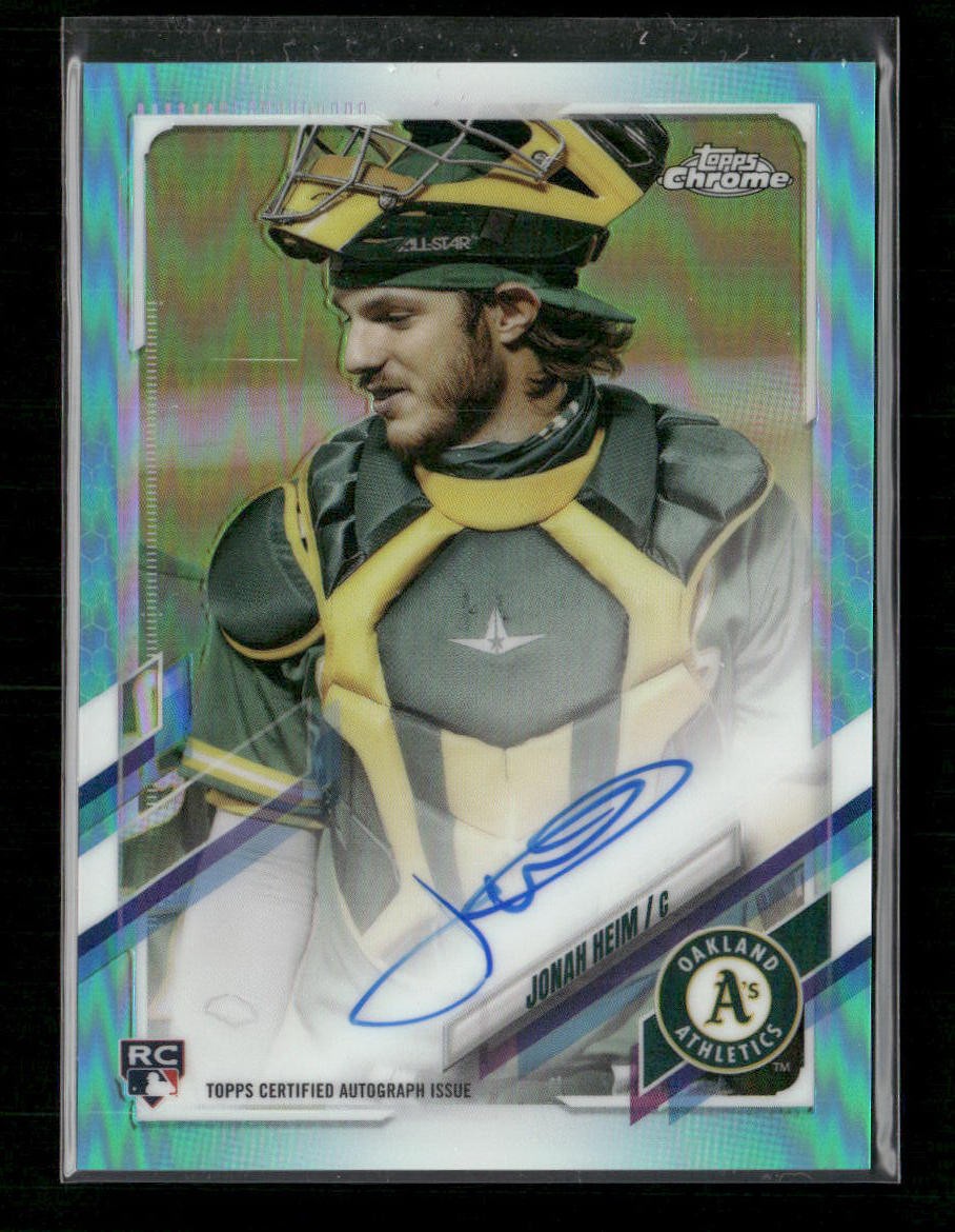 2021 Topps Chrome Jonah Heim RC On-Card Auto Aqua Refractor #/199 #RA-JH