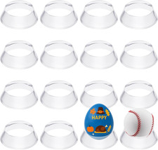 16 Pcs Acrylic Baseball Stand, 1.34 Inch Clear Ring Ball Sphere Stand Egg Crysta