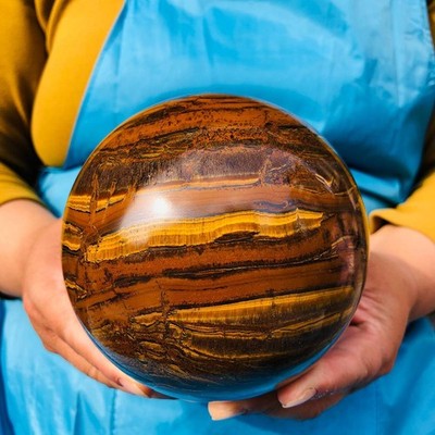 Rare 4.53 LB Natural Tiger's Eye Sphere Tumbled Tiger's Eye Ball Healing 4301
