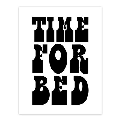 Zeit für Bett schwarz-weiß kräftiger moderner Wandkunstdruck