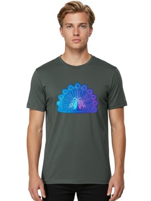 Peacock-Feathers-1 Mens Graphic Tee, 100% Cotton, Casual Summer Wear