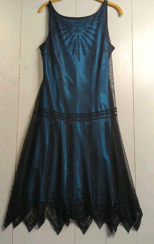 Vintage SL Fashions Dress Sparkly Dark Fairy Asymmetric Y2K whimsigoth Beaded 8