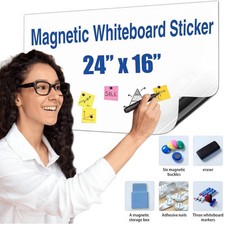Magnetic Whiteboard Wall Hanging 3 Colour Magnets Marker Pens Memo Notice Board