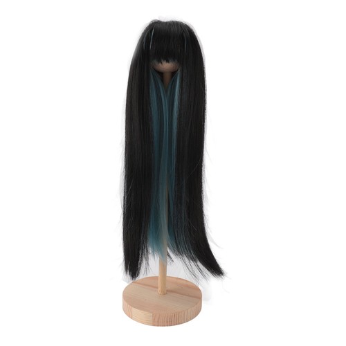 Puppen lange Perücken weiche Hochtemperaturfaser 1/4 Ball Puppenperücken (schwarzer Seeblau) - Bild 8 von 23