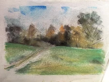 Franz Ehmke 1928 - 2018 Berlin Pastel Feldweg Trees Autumn