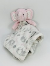Blankets and Beyond Elephant Pink Gray Baby Security Blanket Lovey Plush Fleece
