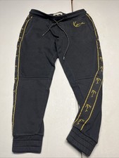Vintage Karl Kani Mens Joggers Mens Sz M Black Spell Out Logo Down Side