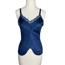 Vintage 60's Tex Sheen Navy Sculpted Curve Contoured Accordion Pleat Camisole