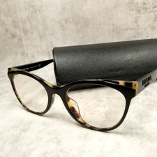 Prada Black Tortoise Eyeglasses FRAMES w/Case VPR 05W-F389-1O1 53-19-140 Italy