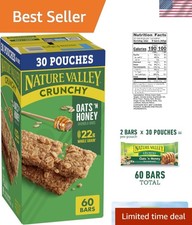 44.7 OZ Crunchy Oats 'n Honey Granola Bars - 30 Pouches for Convenient Snacking