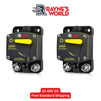2 PACK 200 Amp 12-48V DC Circuit Breaker Heavy Duty Cars/Boats/Solar/Inverter/RV