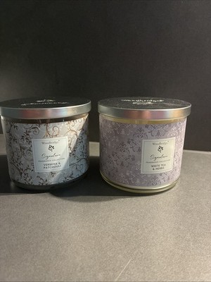 Woodbridge Duftkerzen -2x410g (White Tea & Herbs, Verbena & Patchouli)