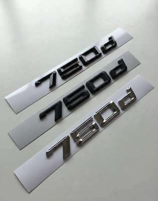 750d Emblem Schwarz Glanz / Matt / Chrome Zubehör für BMW 7er kein Originalteil