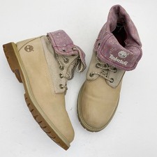 Timberland Authentics Roll-Top Boots Wheat Purple Floral Canvas 8037B Womens 9M