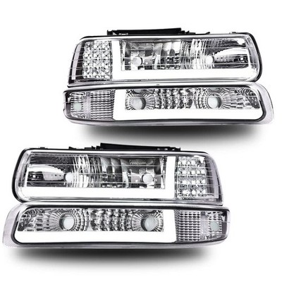 CHEDA LED DRL Headlight LED, Clear Lens Chrome Housing Reflector 