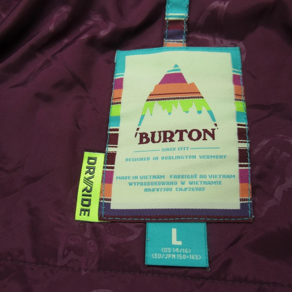 Burton Jacket Girls Large Purple Canvas Hooded Waterproof Insulated Elstar Parka - Image 4 of 4