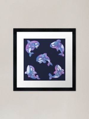 Galaxie Sterne Killerwal Orca Pack gerahmtes Wandbild Poster Leinwanddruck Bild