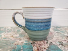Member's Mark Green Blue White Ribbed Coffee Mug Cup 18oz Filled To The Top 