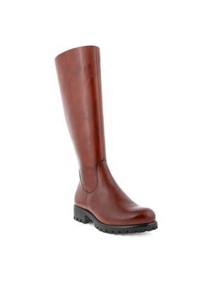ECCO Womens Cognac Brown Back Zip For Calf Width Leather Boots Shoes 5-5.5
