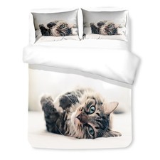 BETTBEZUG SATIN HD FOTOGRAFISCHE KATZE LIEGEND FELIX