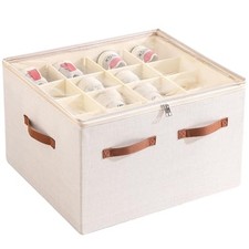 Shoe Organizer for Closet, Foldable Large Shoe Storage Box with Clear Cover,