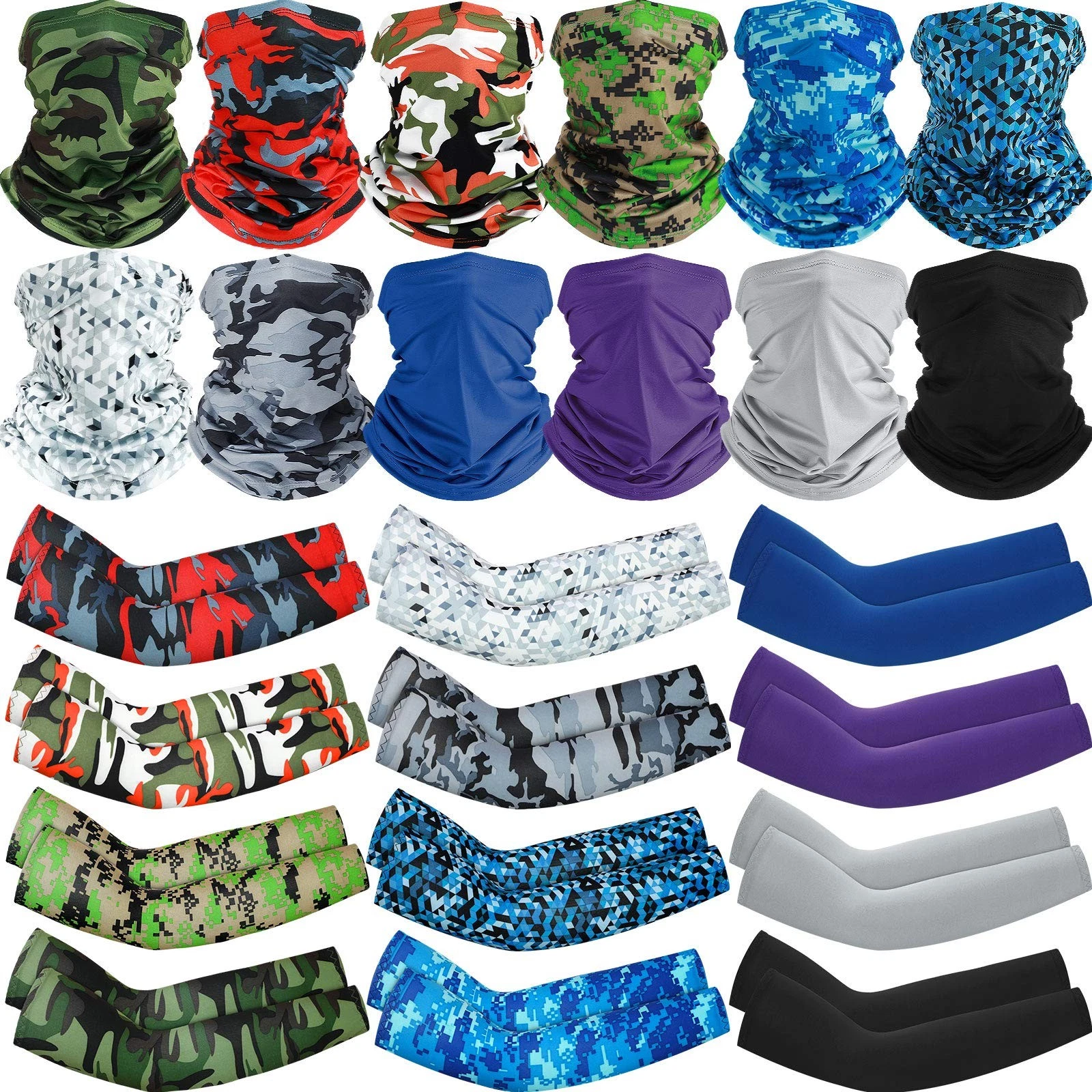 12 Sets UV Protection Face Covering Neck Gaiter Scarf and Ice Silk Cooling Ar...