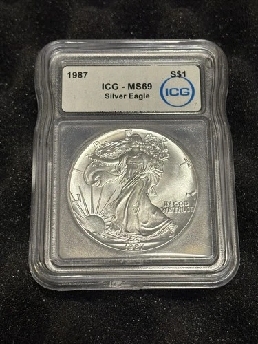 1987 American Silver Eagle 1 oz ICG MS69 coin