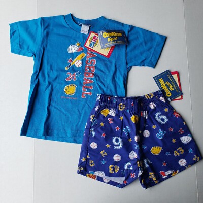 Vintage Oshkosh B Gosh Baseball Shirt & Shorts 3T Made In USA 100% Cotton New 