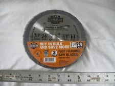 NEW 3-pack CMT Contractor K02407 Framing & Decking 7-1/4" Saw Blades 24T 5/8"