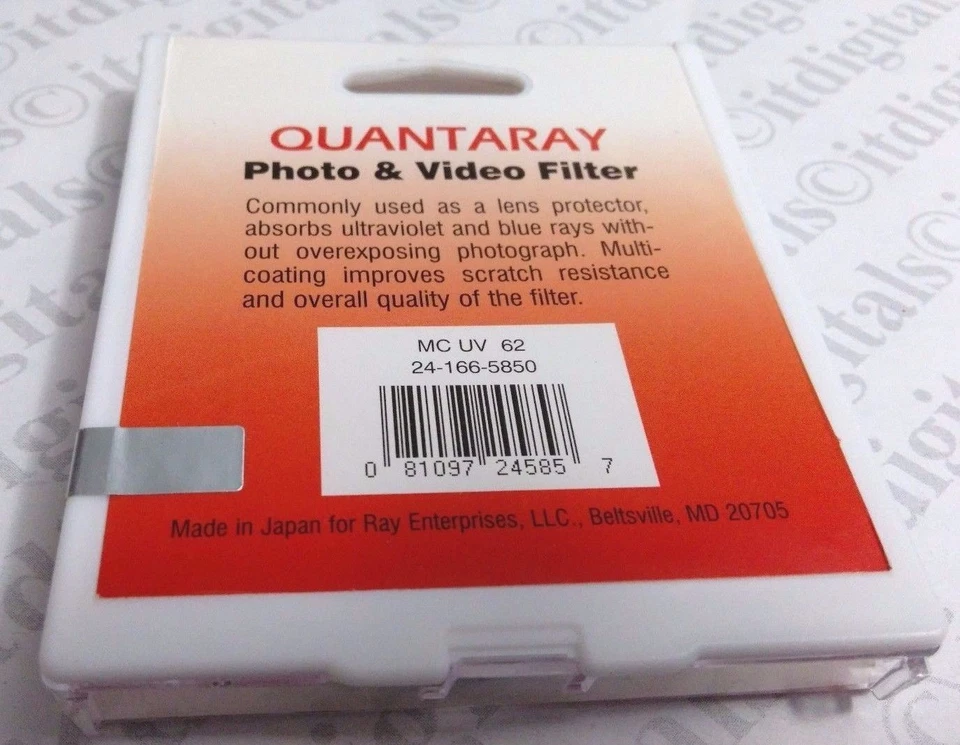 62mm Quantaray Multi-Coated UV Protection Glass Lens Filter Safety Japan 62 mm - Image 2 of 3